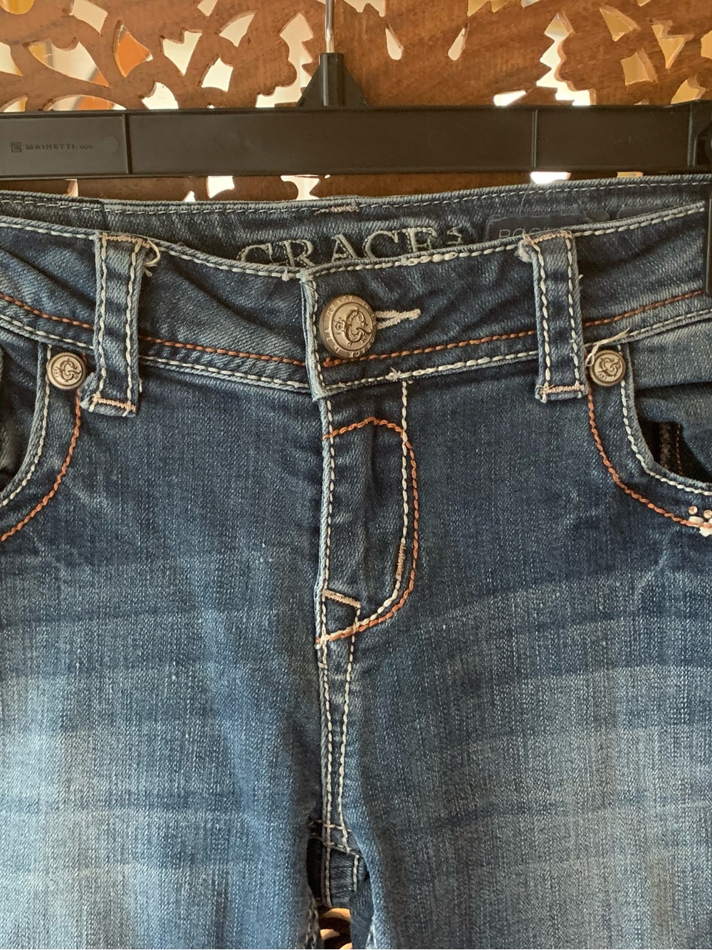 Grace in LA Dark Blue Embroidered Bootcut Jeans - Picture 3 of 4